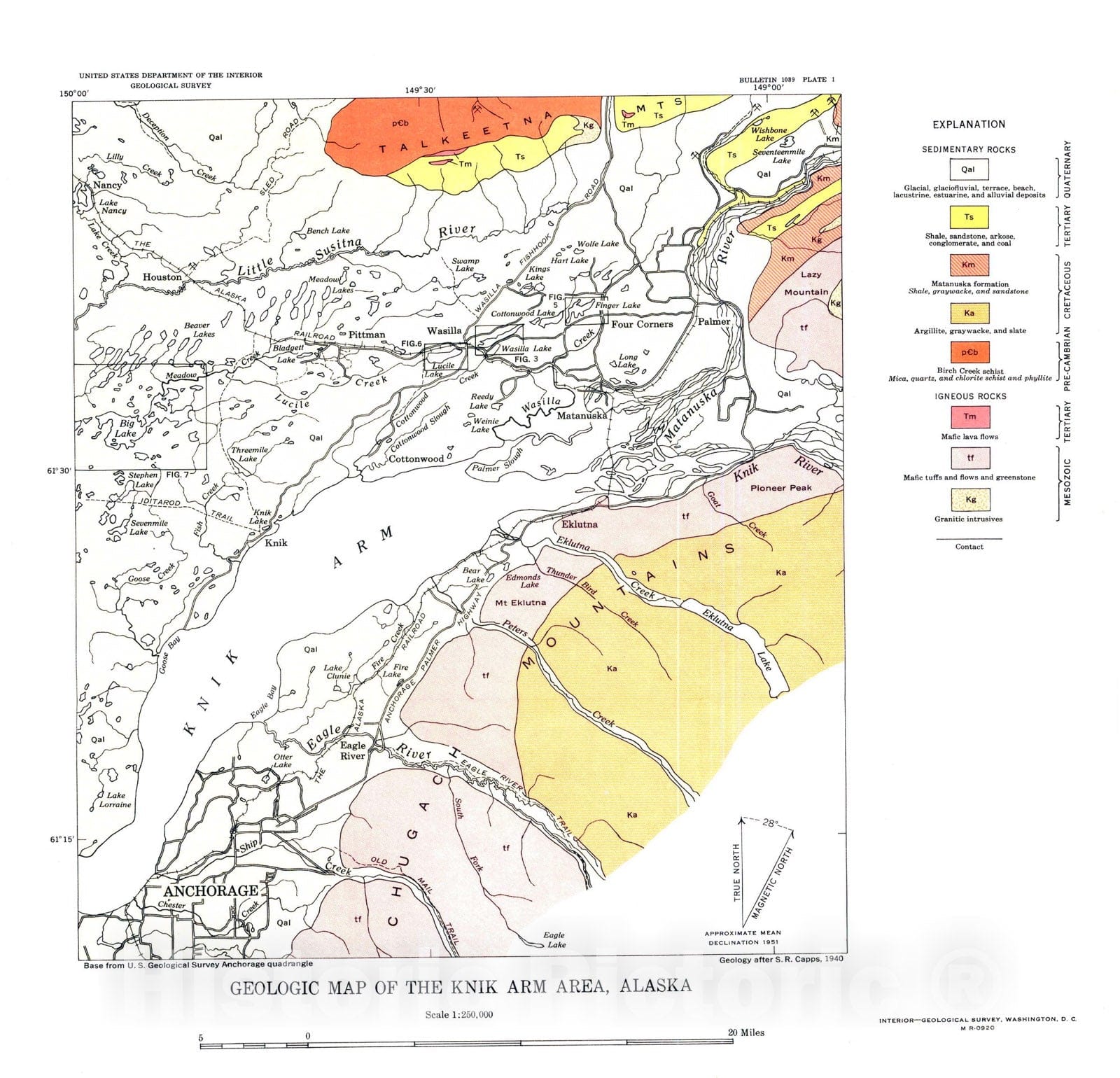 Map : Marl deposits in the Knik Arm area, Alaska, 1956 Cartography Wall Art :