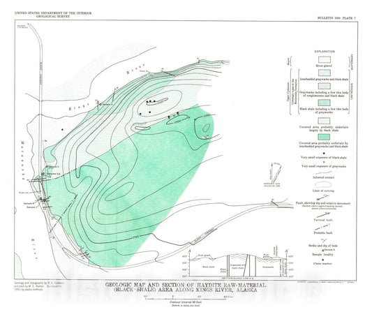 Map : Haydite raw material in the Kings River, Sutton, and Lawing areas, Alaska, 1959 Cartography Wall Art :