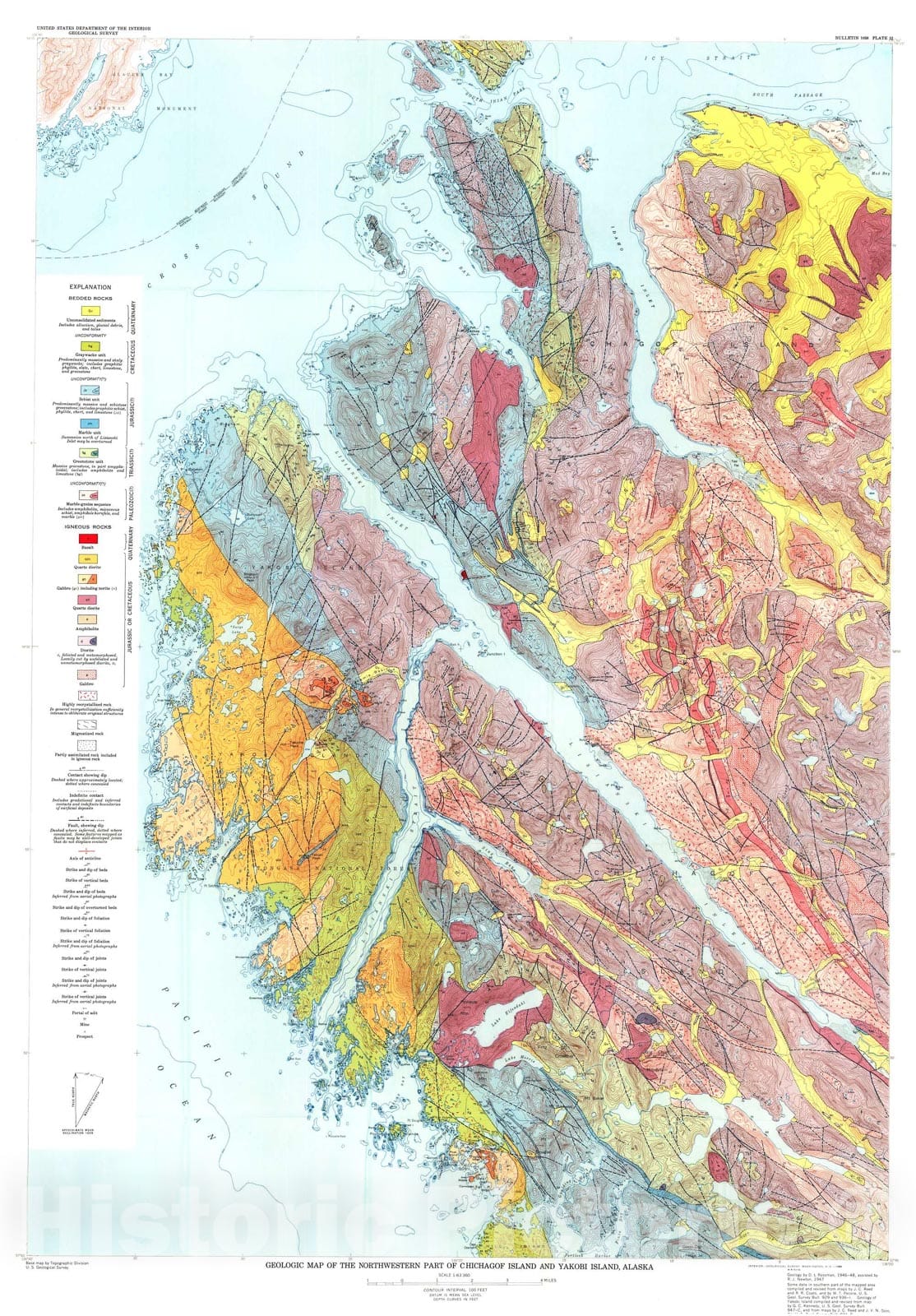 Map : Geology and ore deposits of northwestern Chichagof Island, Alaska, 1959 Cartography Wall Art :