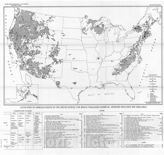 Map : Selected annotated bibliography of the uranium geology of igneous and metamorphic rocks in the United States, 1958 Cartography Wall Art :