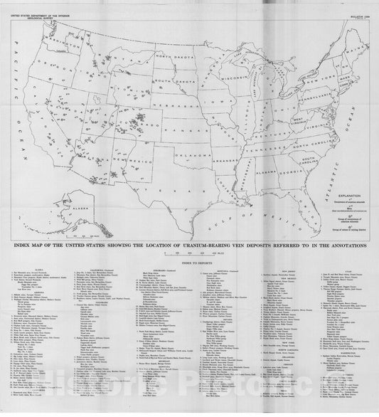 Map : Selected annotated bibliography of the geology of uranium-bearing veins in the United States, 1960 Cartography Wall Art :