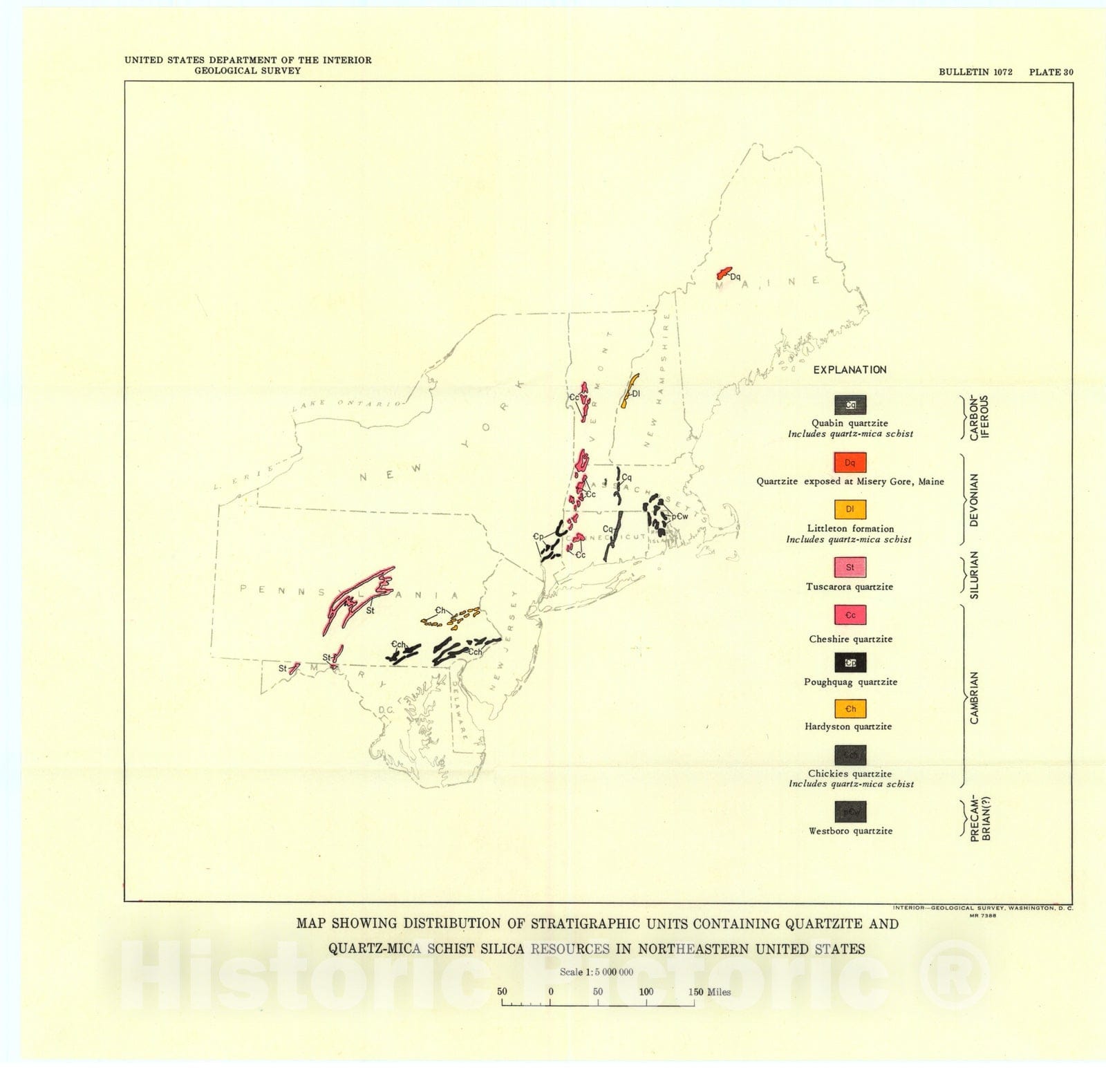 Map : Distribution of silica resources in eastern United States, 1960 Cartography Wall Art :