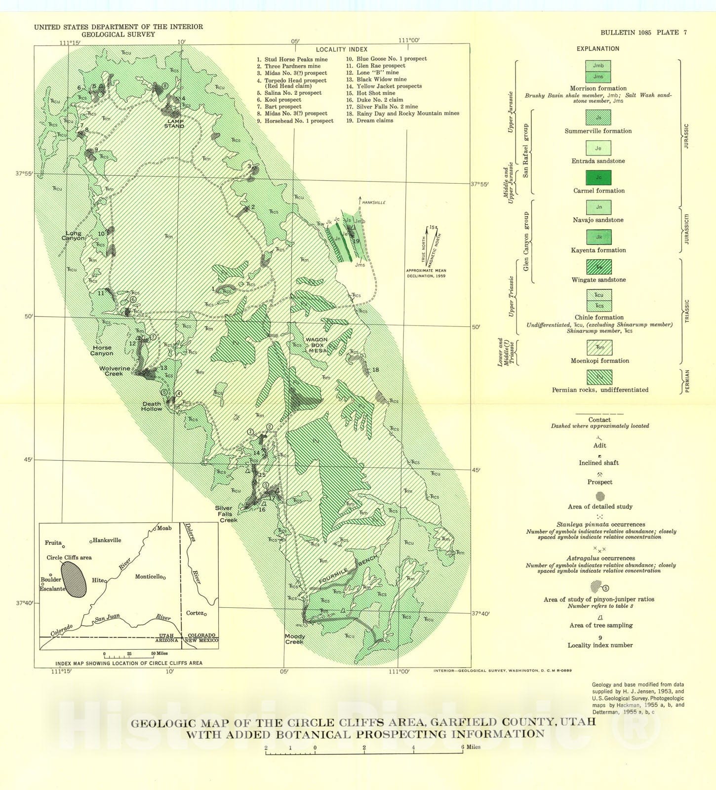 Map : Botanical prospecting for uranium in the Circle Cliffs area, Garfield County, Utah, 1960 Cartography Wall Art :