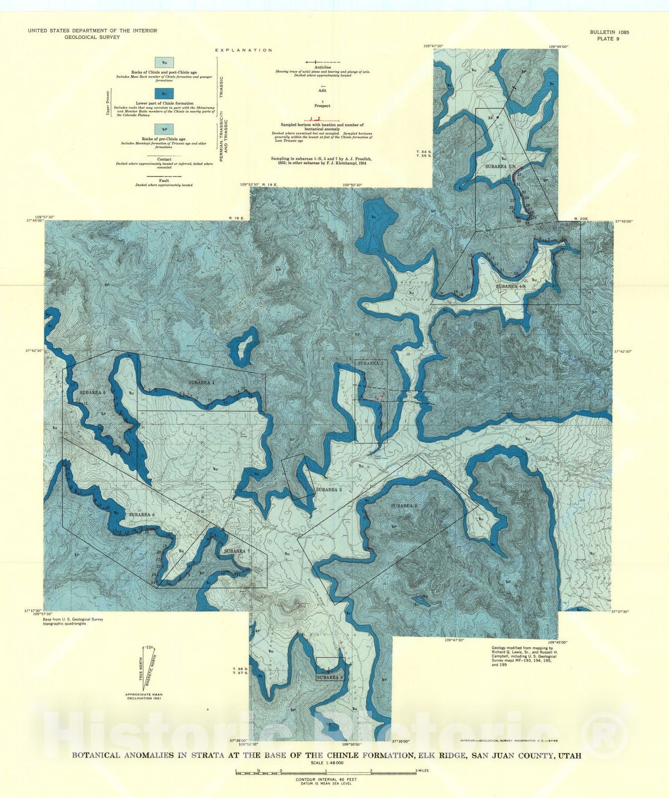 Map : Botanical prospecting for uranium on south Elk Ridge, San Juan County, Utah, 1962 Cartography Wall Art :