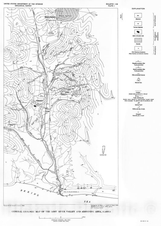 Map : Geology of Lost River mine area, Alaska, 1964 Cartography Wall Art :
