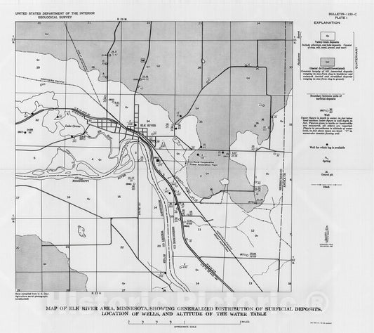 Map : Geology and hydrology of the Elk River, Minnesota, nuclear-reactor site, 1963 Cartography Wall Art :