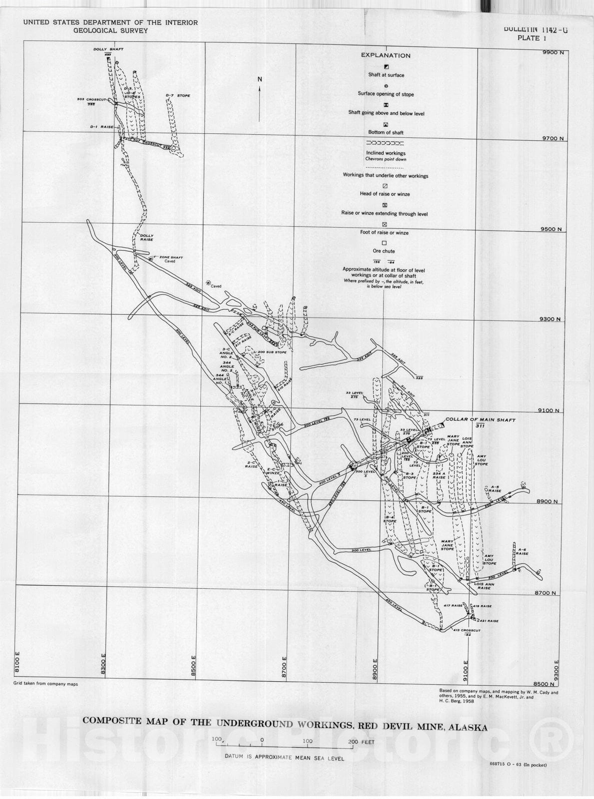 Map : Geology of the Red Devil quicksilver mine, Alaska, 1963 Cartography Wall Art :