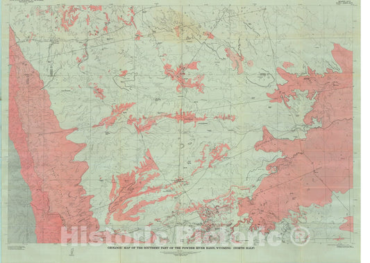 Map : Geology and uranium deposits of the southern part of the Powder River Basin, Wyoming, 1964 Cartography Wall Art :
