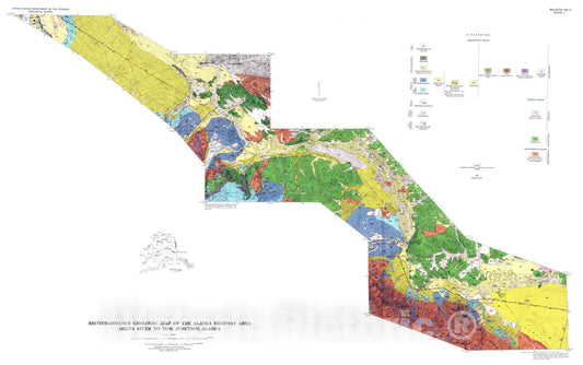 Map : Geologic reconnaissance along the Alaska Highway, Delta River to Tok Junction, Alaska, 1965 Cartography Wall Art :