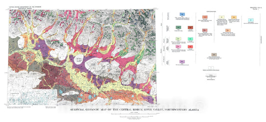 Map : Surficial geology of the central Kobuk River valley, northwestern Alaska, 1964 Cartography Wall Art :