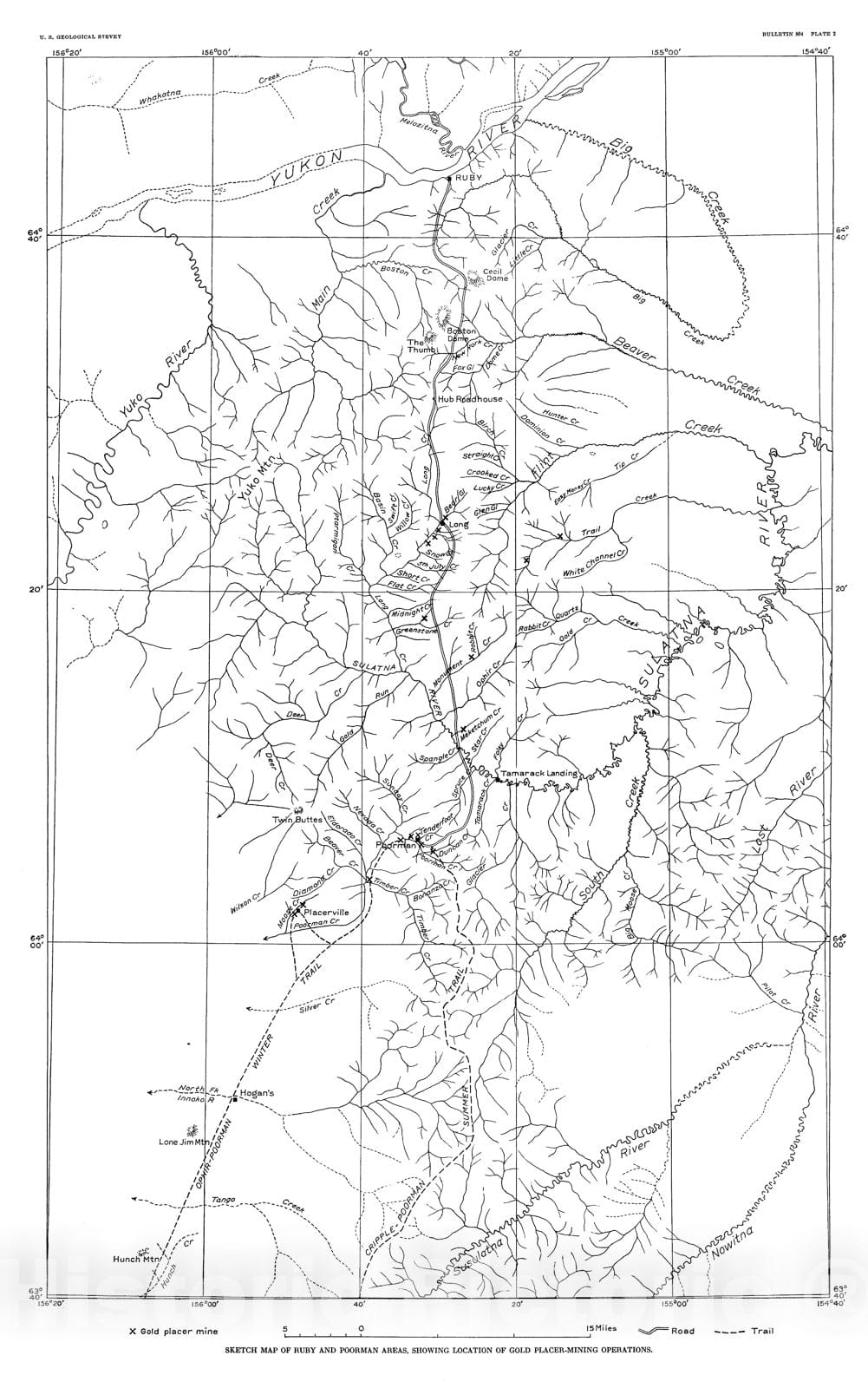 Map : Mineral deposits of the Ruby - Kuskokwim region, Alaska, 1935 Cartography Wall Art :