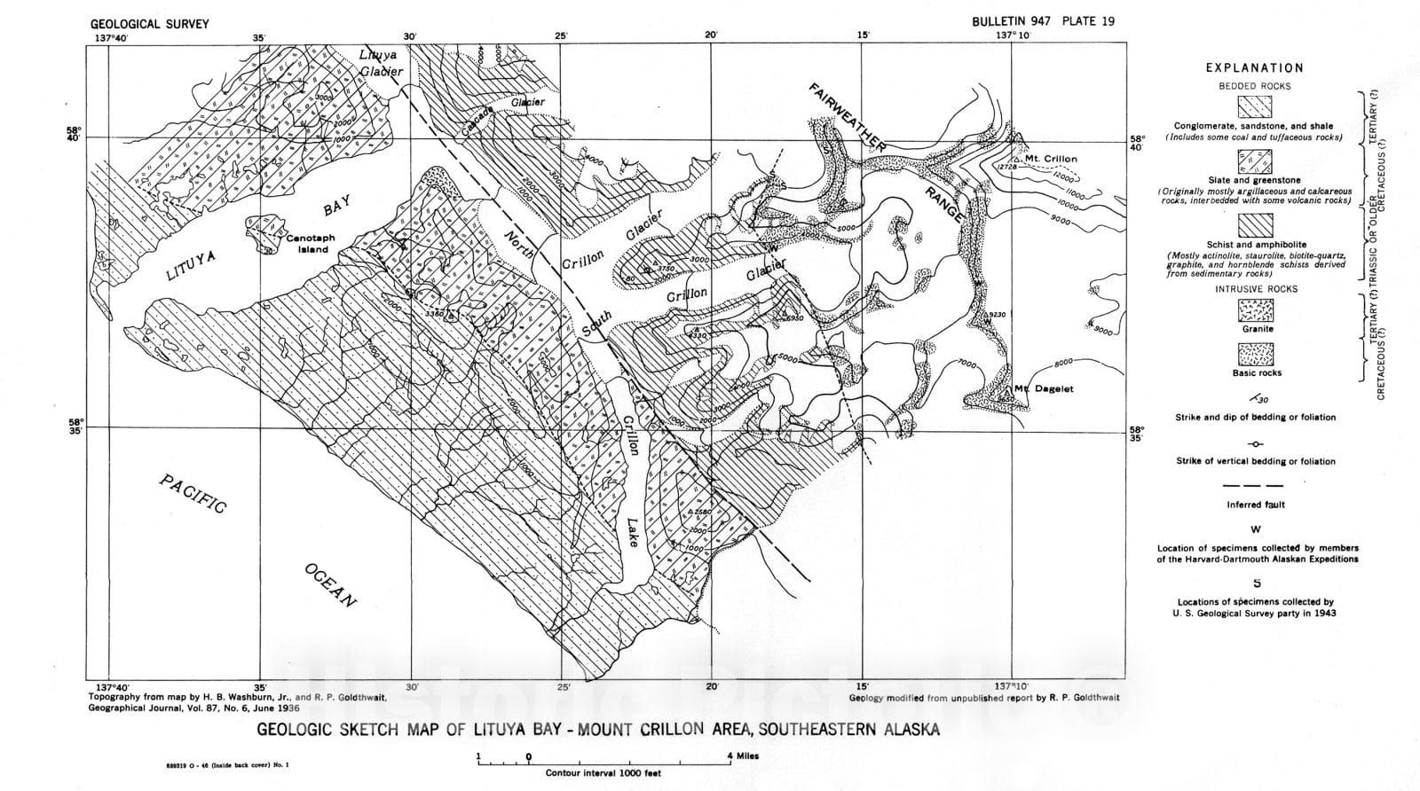 Map : Geology and associated mineral deposits of some ultrabasic rock bodies in southeastern Alaska [Mt. Burnett and Cleveland Peninsula area], 1946 Cartography Wall Art :