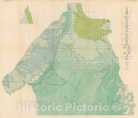 Map : Geology of the Green River Desert - Cataract Canyon region, Emery, Wayne, and Garfield Counties, Utah, 1946 Cartography Wall Art :