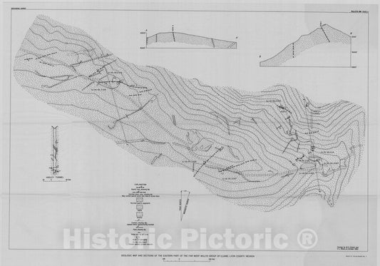 Map : Uranium in the east Walker River area, Lyon County, Nevada, 1953 Cartography Wall Art :