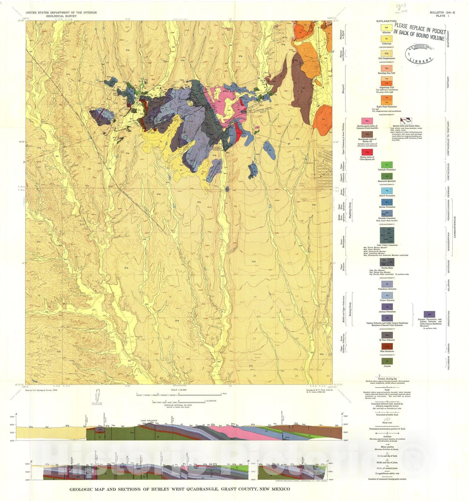 Map : Geology of the Hurley West quadrangle, Grant County, New Mexico, 1967 Cartography Wall Art :
