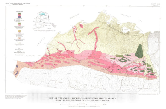 Map : Coal resources of the Cape Lisburne - Colville River region, Alaska, 1967 Cartography Wall Art :