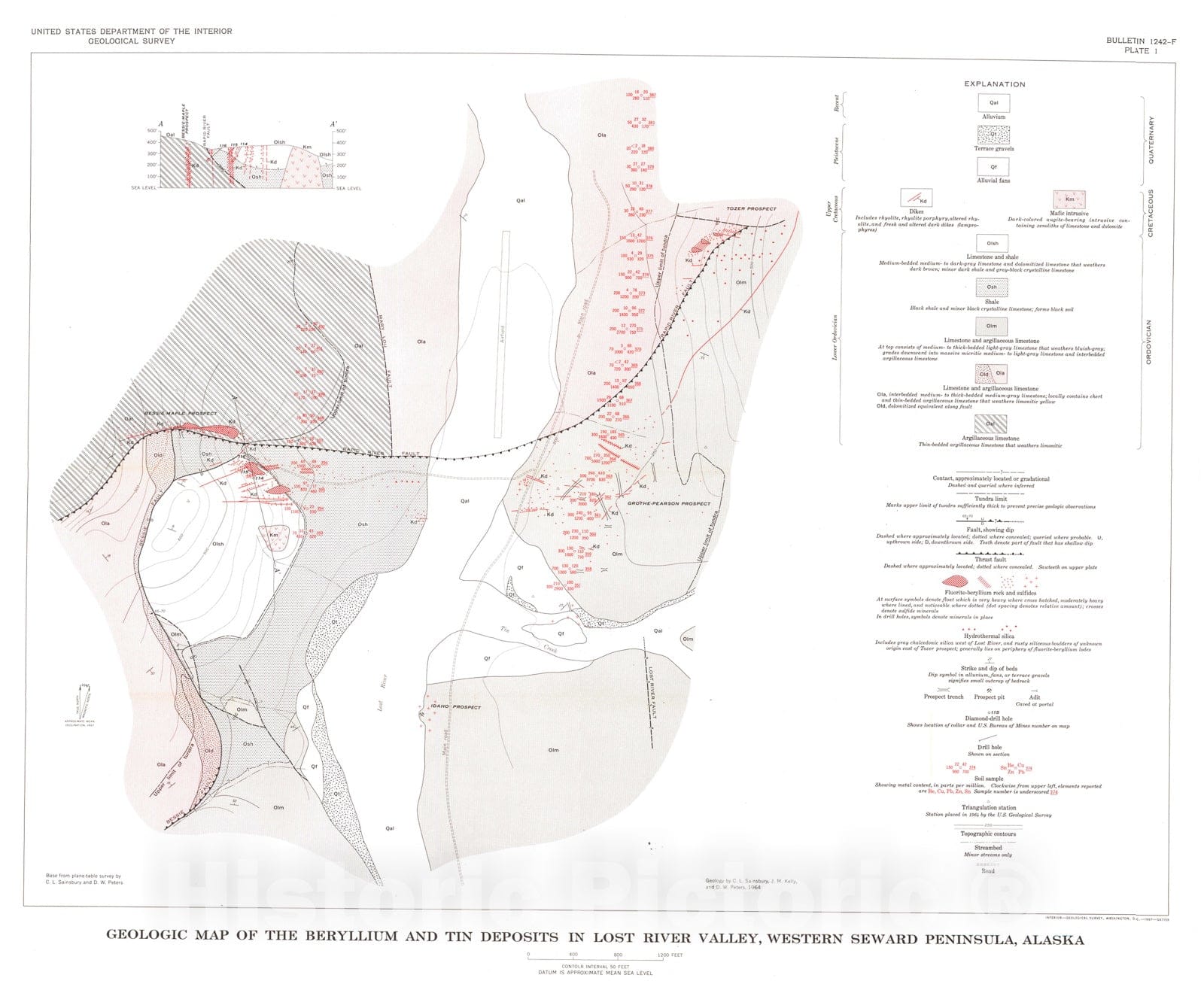 Map : Geochemical cycle of selected trace elements in the tin-tungsten-beryllium district, western Seward Peninsula, Alaska - reconnaissance study, 1968 Cartography Wall Art :