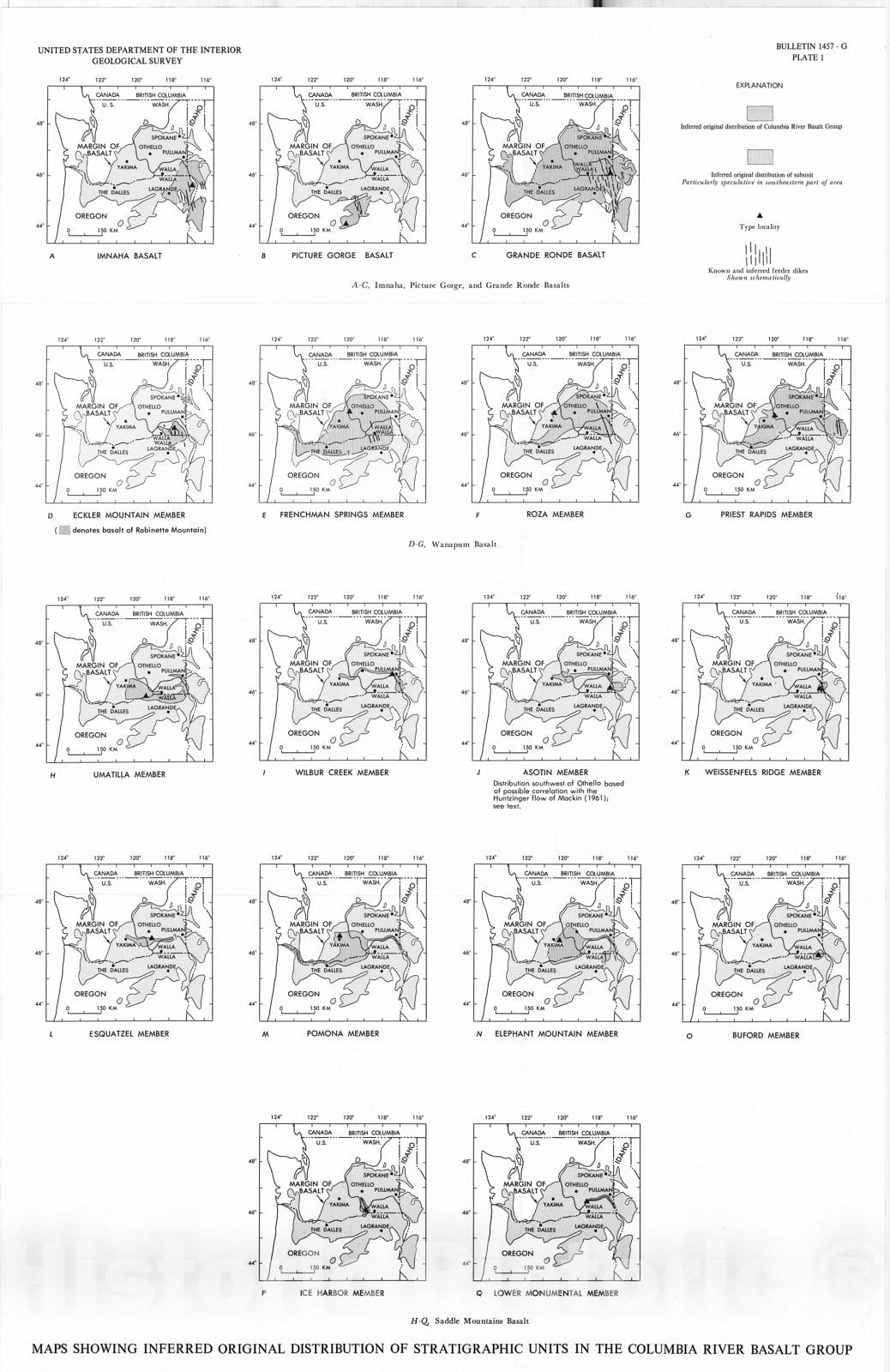 Map : Revisions in stratigraphic nomenclature of the Columbia River Basalt Group, 1979 Cartography Wall Art :