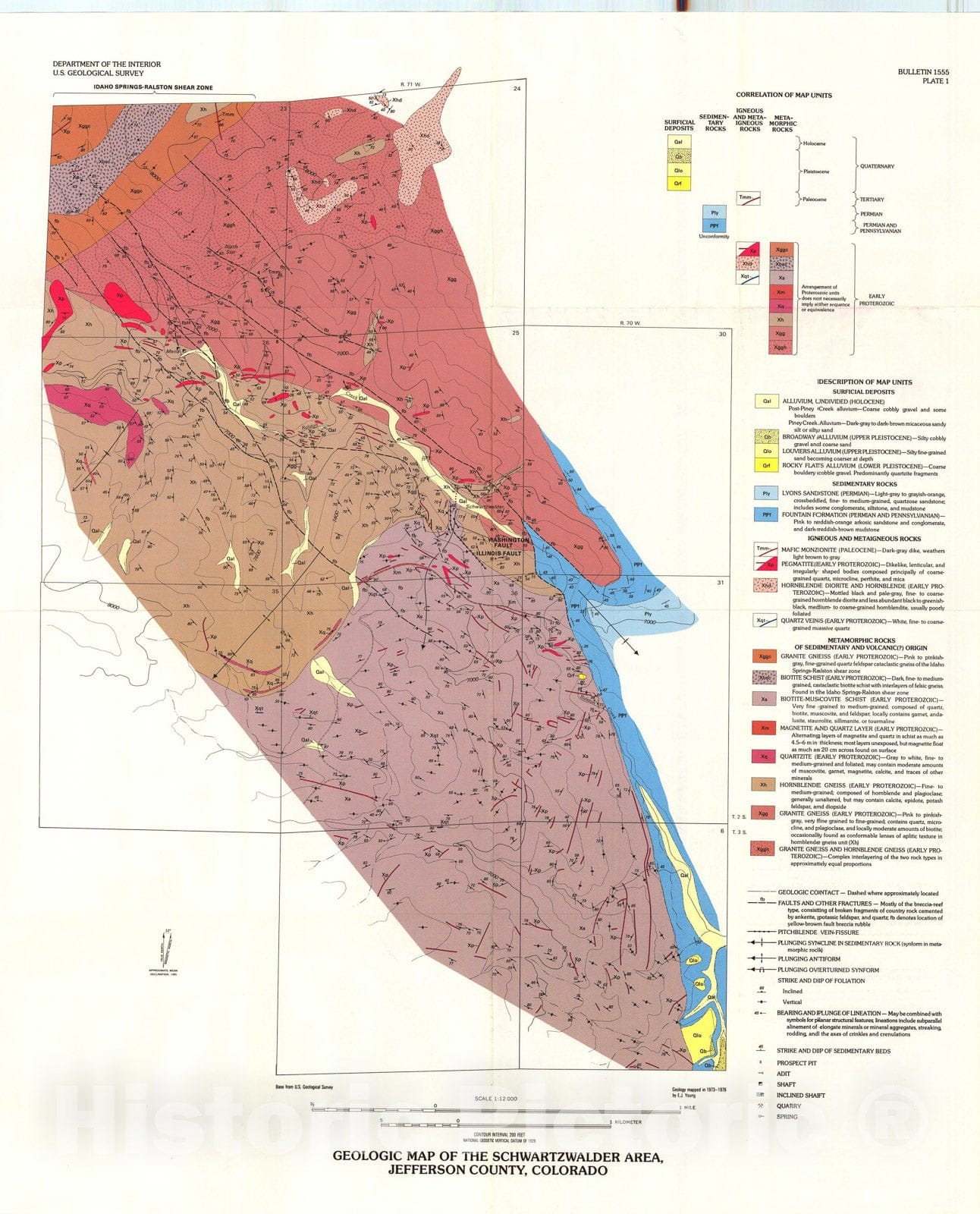 Map : Summary of the geology, economic aspects, and geochemistry of the Schwartzwalder uranium-bearing area, Ralston Buttes District, Je, 1985 Cartography Wall Art :