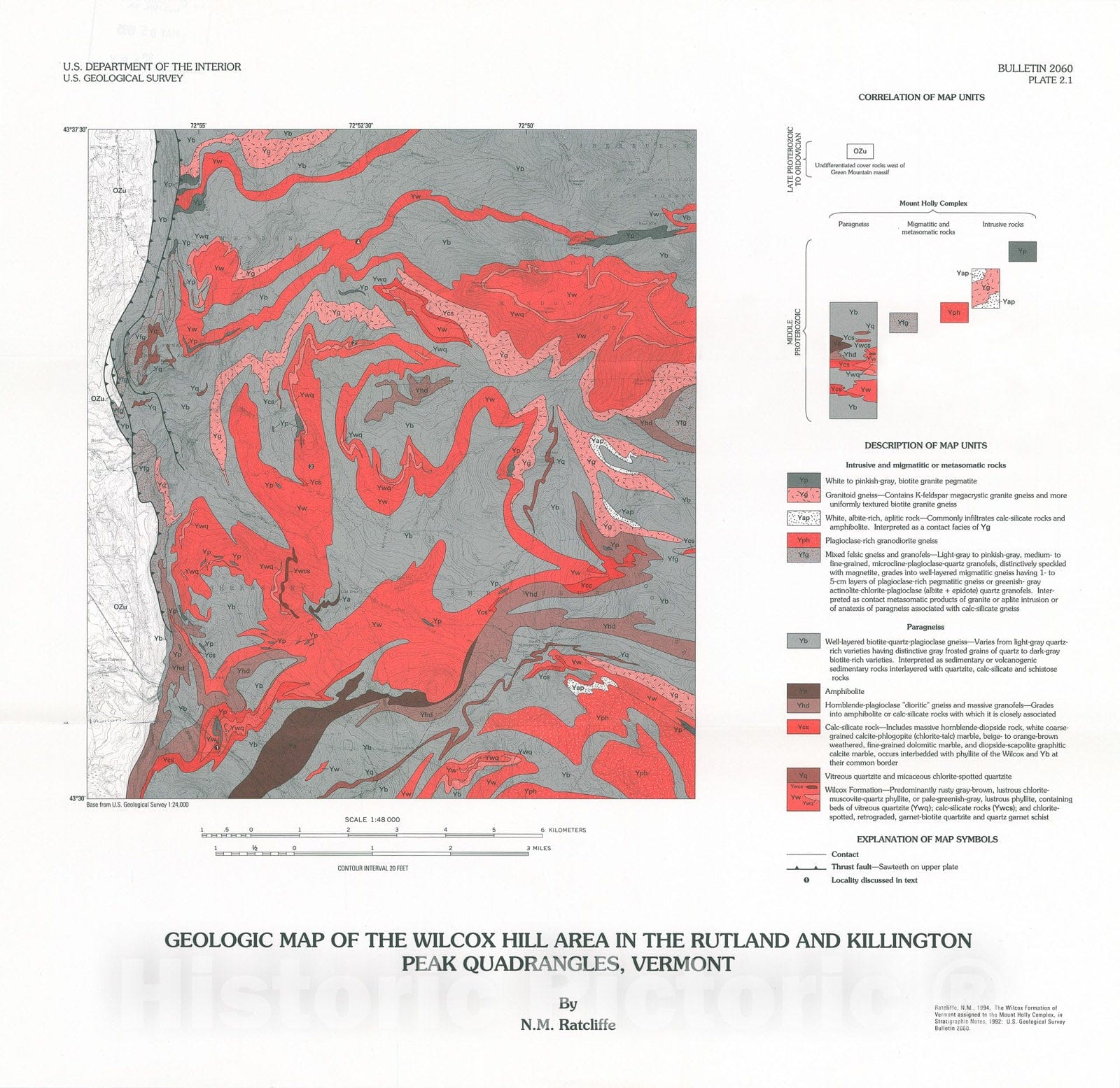 Map : The Wilcox Formation of Vermont assigned to the Mount Holly complex [chapter 2], 1994 Cartography Wall Art :