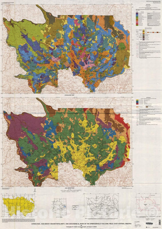 Map : Lithologic, age group, magnetopolarity, and geochemical maps of the Springerville volcanic field, east-central Arizona, 1999 Cartography Wall Art :