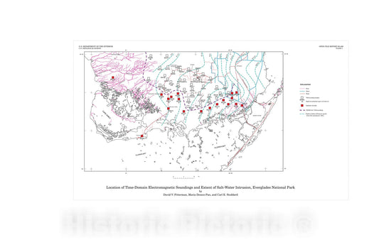 Map : Results of time-domain electromagnetic soundings in Everglades National Park, Florida, 1999 Cartography Wall Art :