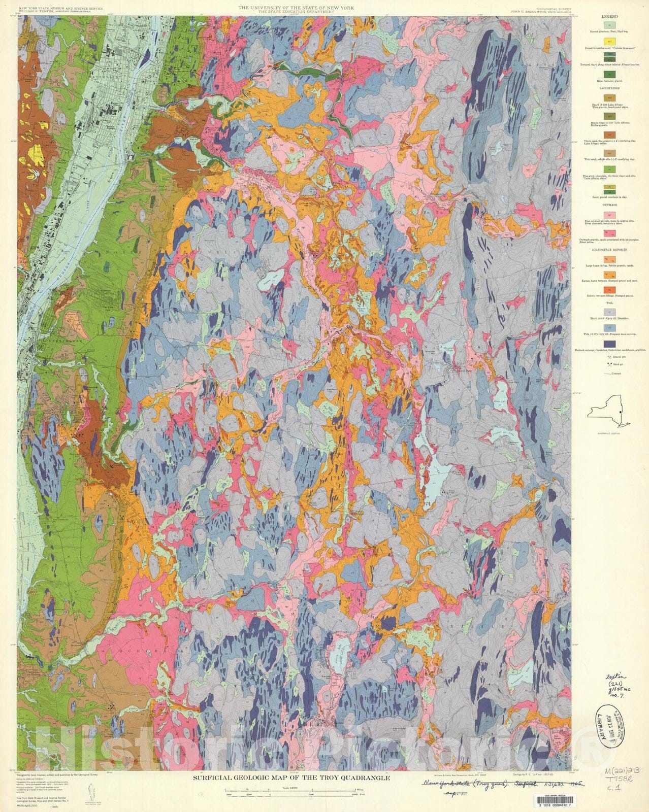 Map : Surficial geologic map of the Troy quadrangle, 1965 Cartography Wall Art :