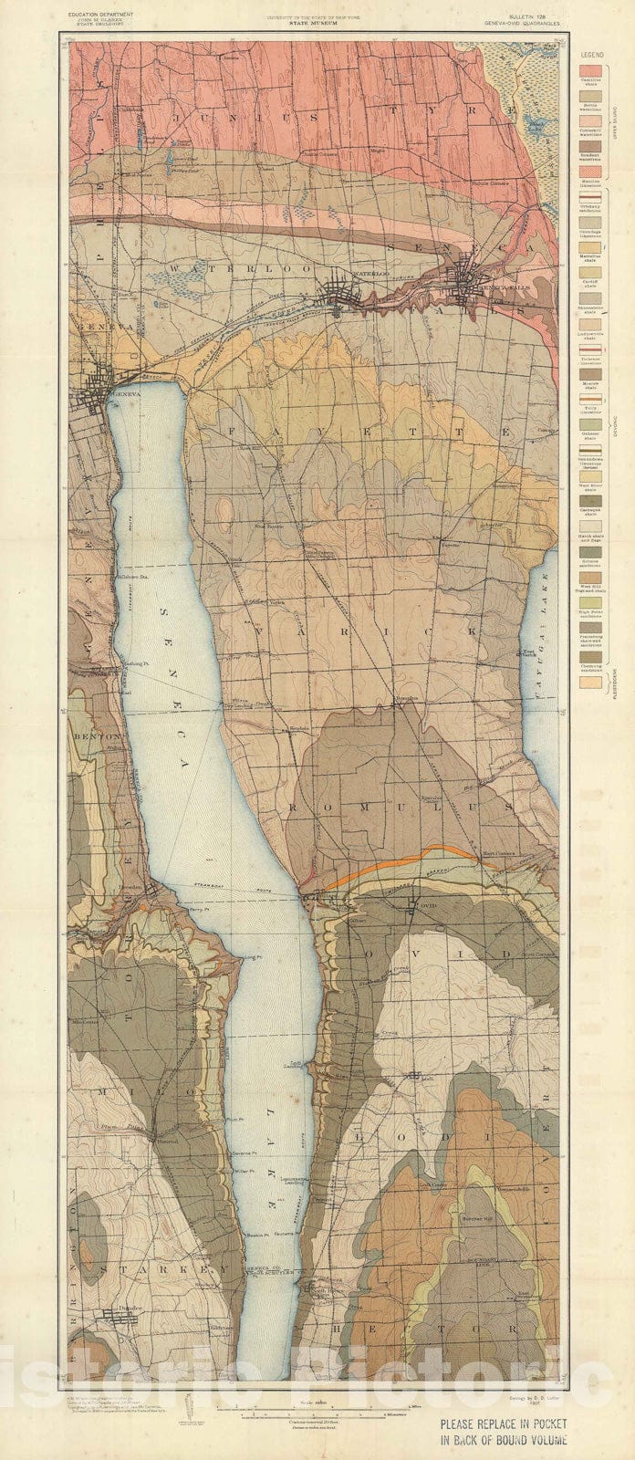 Map : Geology of the Geneva-Ovid quadrangles, 1909 Cartography Wall Art :