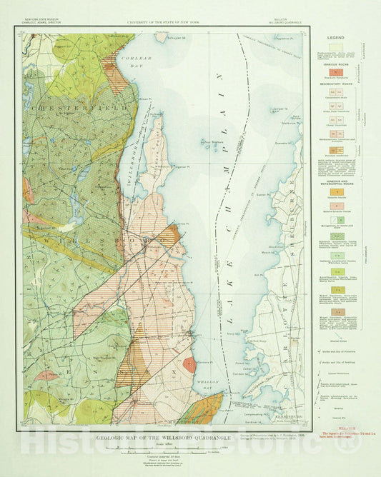 Map : Geology of the Willsboro quadrangle, New York, 1941 Cartography Wall Art :