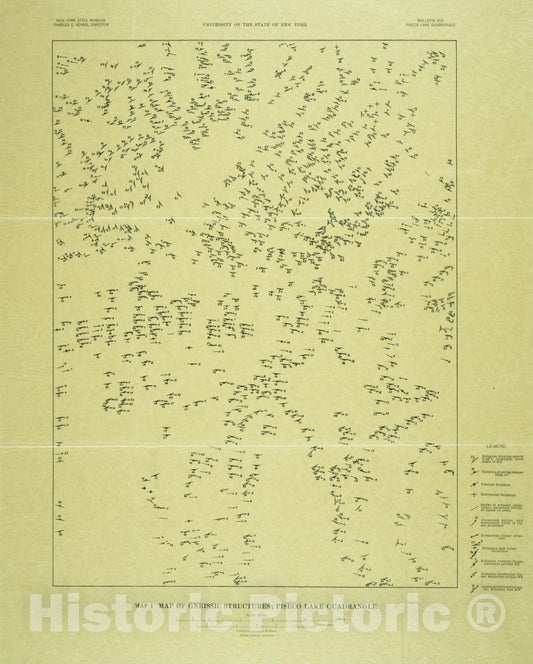 Map : Geology of the Piseco Lake quadrangle, 1937 Cartography Wall Art :