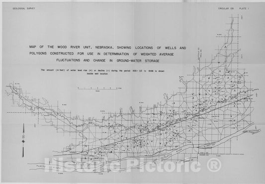 Map : Ground-water resources of the Wood River unit of the lower Platte River basin, Nebraska, 1952 Cartography Wall Art :
