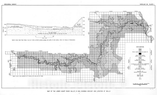 Map : Geology and ground-water hydrology of the Heart River irrigation project and the Deckinson area, North Dakota, with a section on t, 1950 Cartography Wall Art :