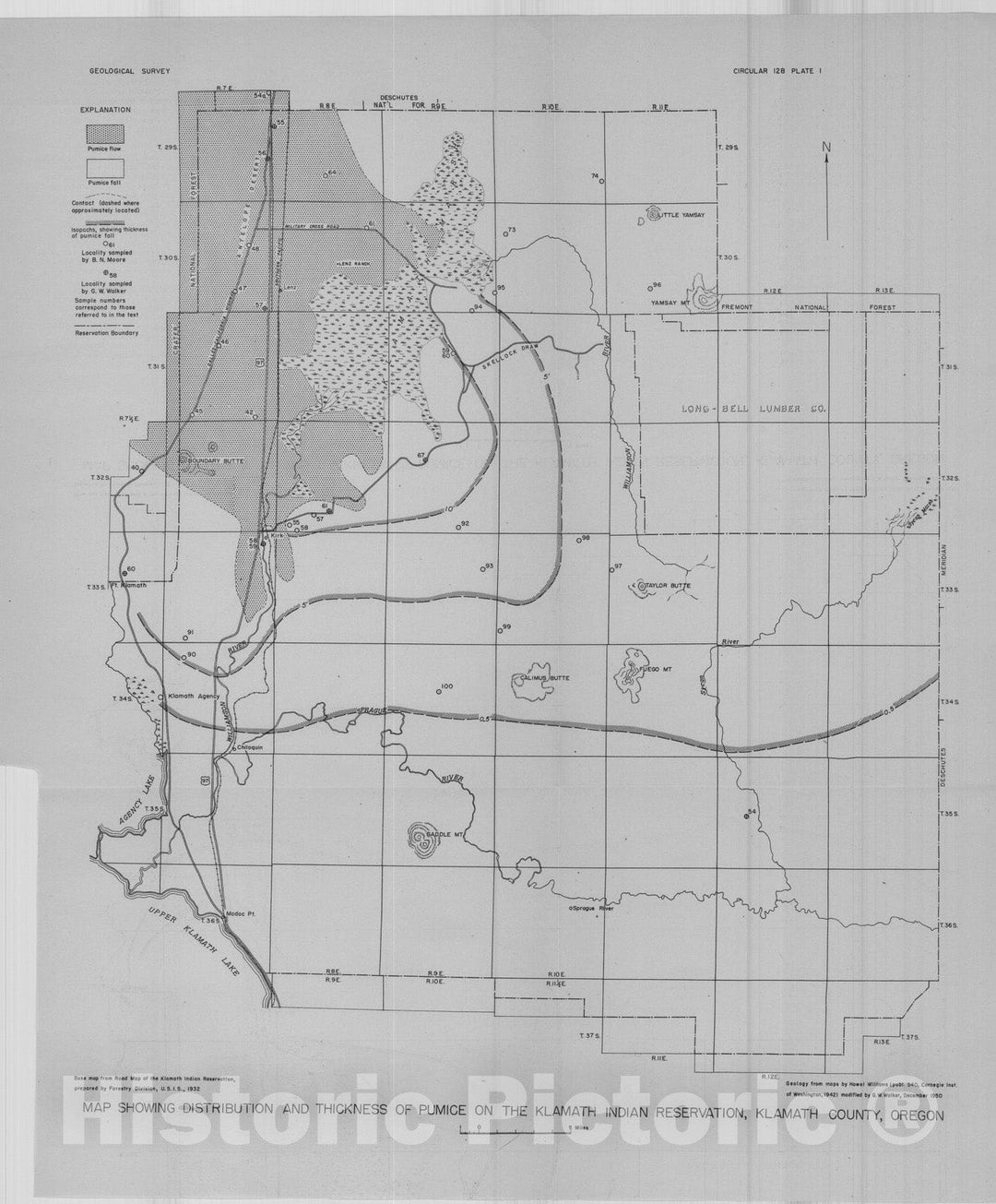 Map : Pumice deposits of the Klamath Indian Reservation, Klamath County, Oregon, 1951 Cartography Wall Art :
