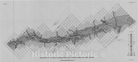 Map : Geology and ground-water resources of the lower Yellowstone River valley, between Glendive and Sidney, Montana, 1956 Cartography Wall Art :