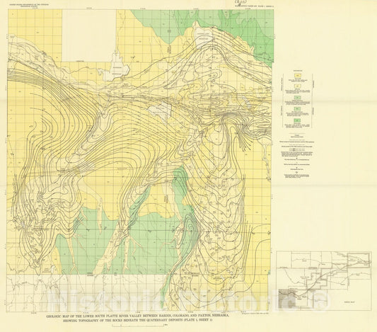 Map : Geology and ground water resources of the lower South Platte River valley between Hardin, Colorado, and Paxton, Nebraska, 1957 Cartography Wall Art :