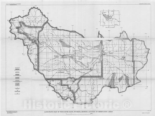 Map : Hydrologic data, Wind River and Fifteen Mile Creek basins, Wyoming, 1947-54, 1959 Cartography Wall Art :