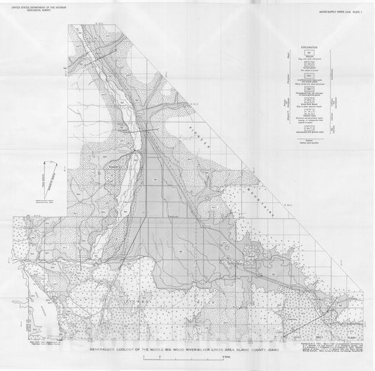 Map : Ground-water resources of the middle Big Wood River - Silver Creek area, Blaine County, Idaho, 1959 Cartography Wall Art :