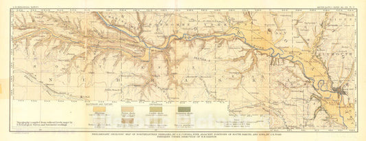 Map : Geology and water resources of a portion of the Missouri River Valley in northeastern Nebraska, 1908 Cartography Wall Art :