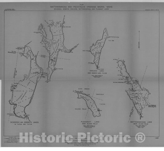 Map : Water resources of the Penobscot River Basin, Maine, 1912 Cartography Wall Art :