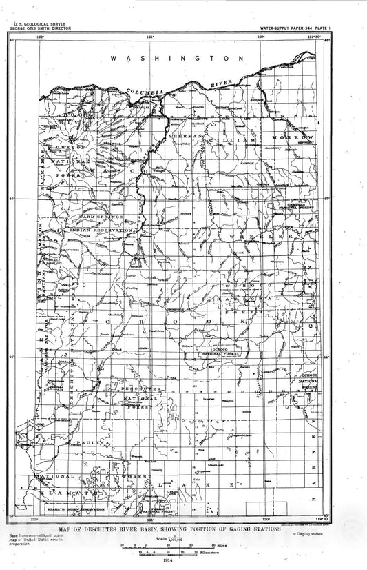 Map : Deschutes River, Oregon and its utilization, 1914 Cartography Wall Art :