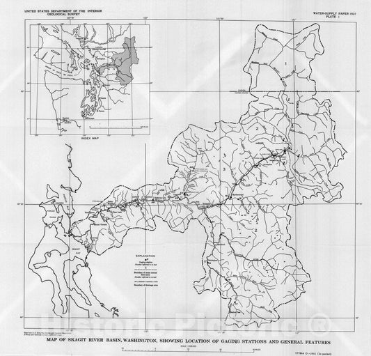 Map : Floods in the Skagit River basin, 1961 Cartography Wall Art :