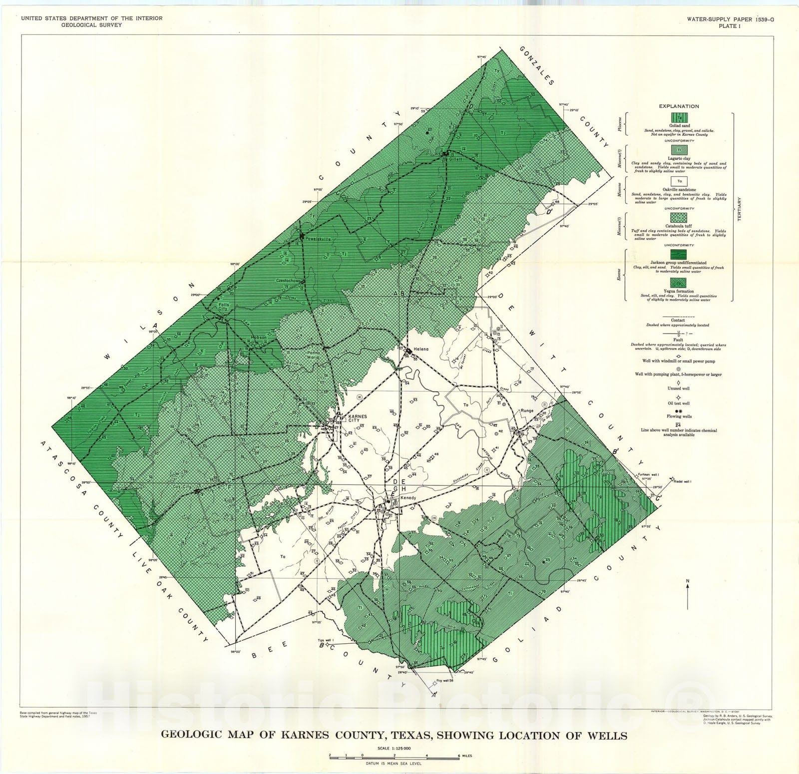 Map : Ground-water geology of Karnes County, Texas, 1962 Cartography Wall Art :