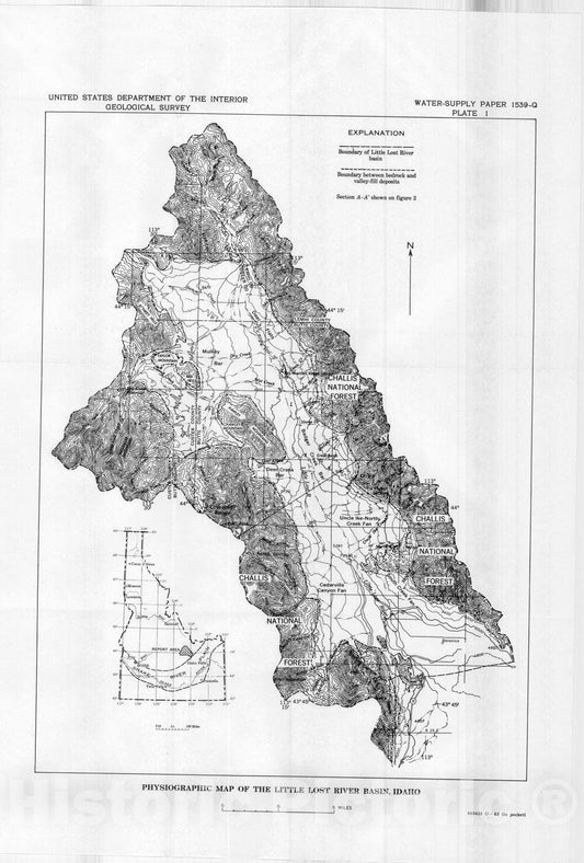 Map : Reconnaissance of the hydrology of the Little Lost River basin, Idaho, 1963 Cartography Wall Art :