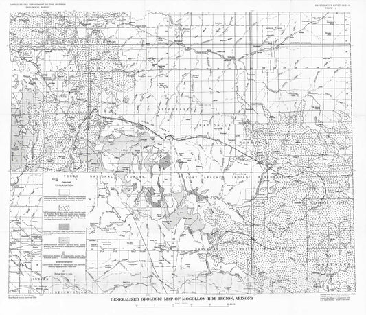 Map : Reconnaissance of Headwater Springs in the Gila River drainage basin, Arizona, 1963 Cartography Wall Art :