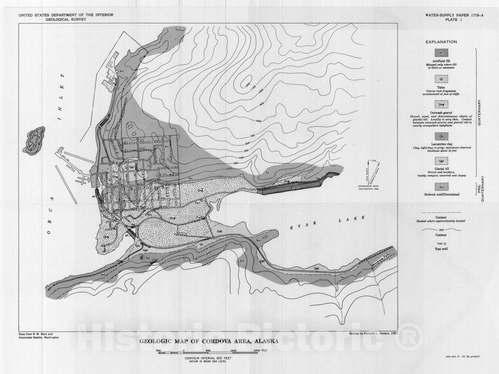 Map : Geologic reconnaissance and test-well drilling, Cordova, Alaska, 1963 Cartography Wall Art :