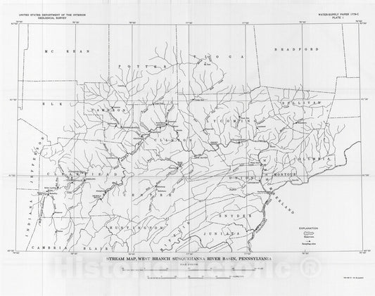 Map : Chemical quality of surface water in the west branch, Susquehanna River basin, Pennsylvania, 1964 Cartography Wall Art :