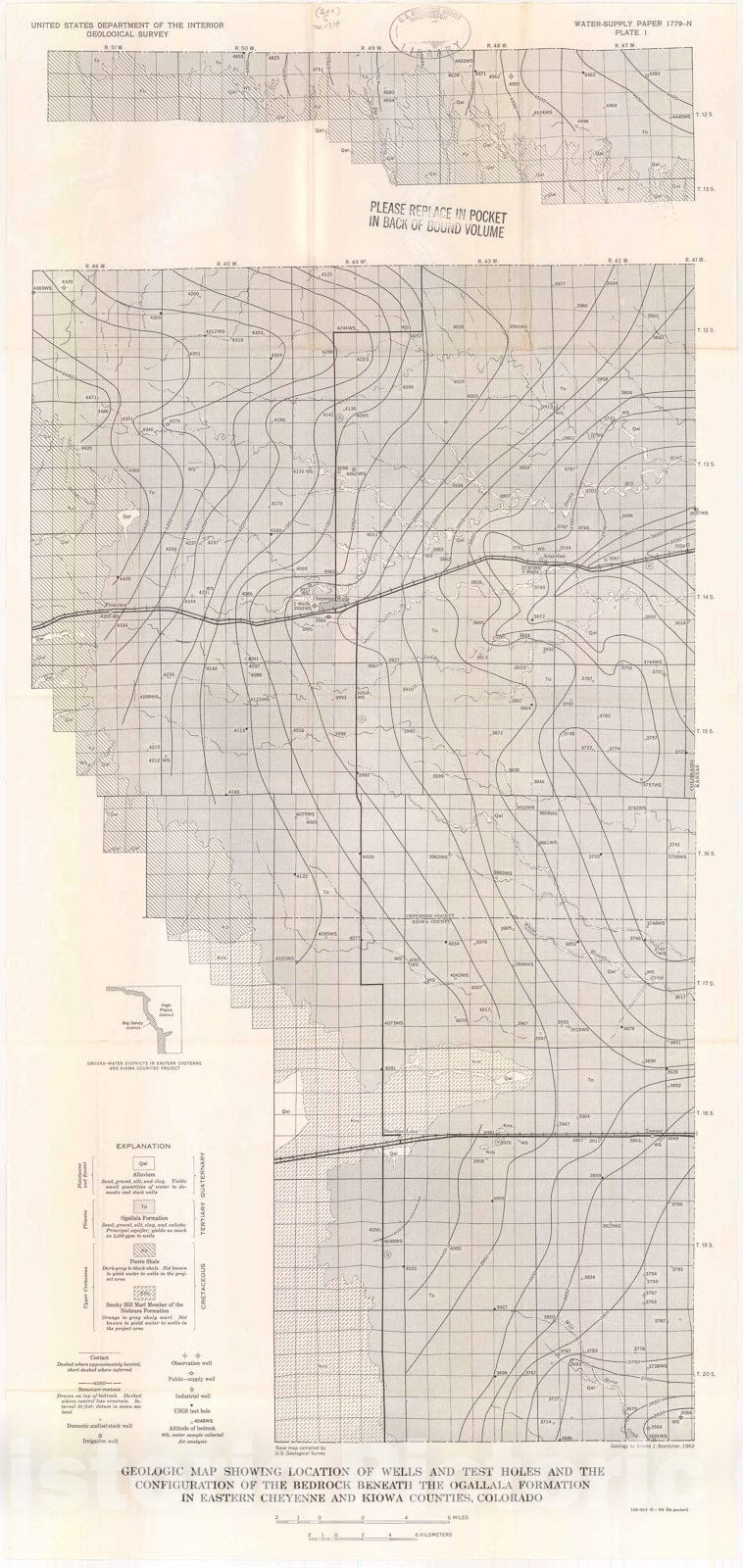 Map : Geology and ground-water resources in eastern Cheyenne and Kiowa Counties, Colorado, with a section on chemical quality of the ground water, 1964 Cartography Wall Art :