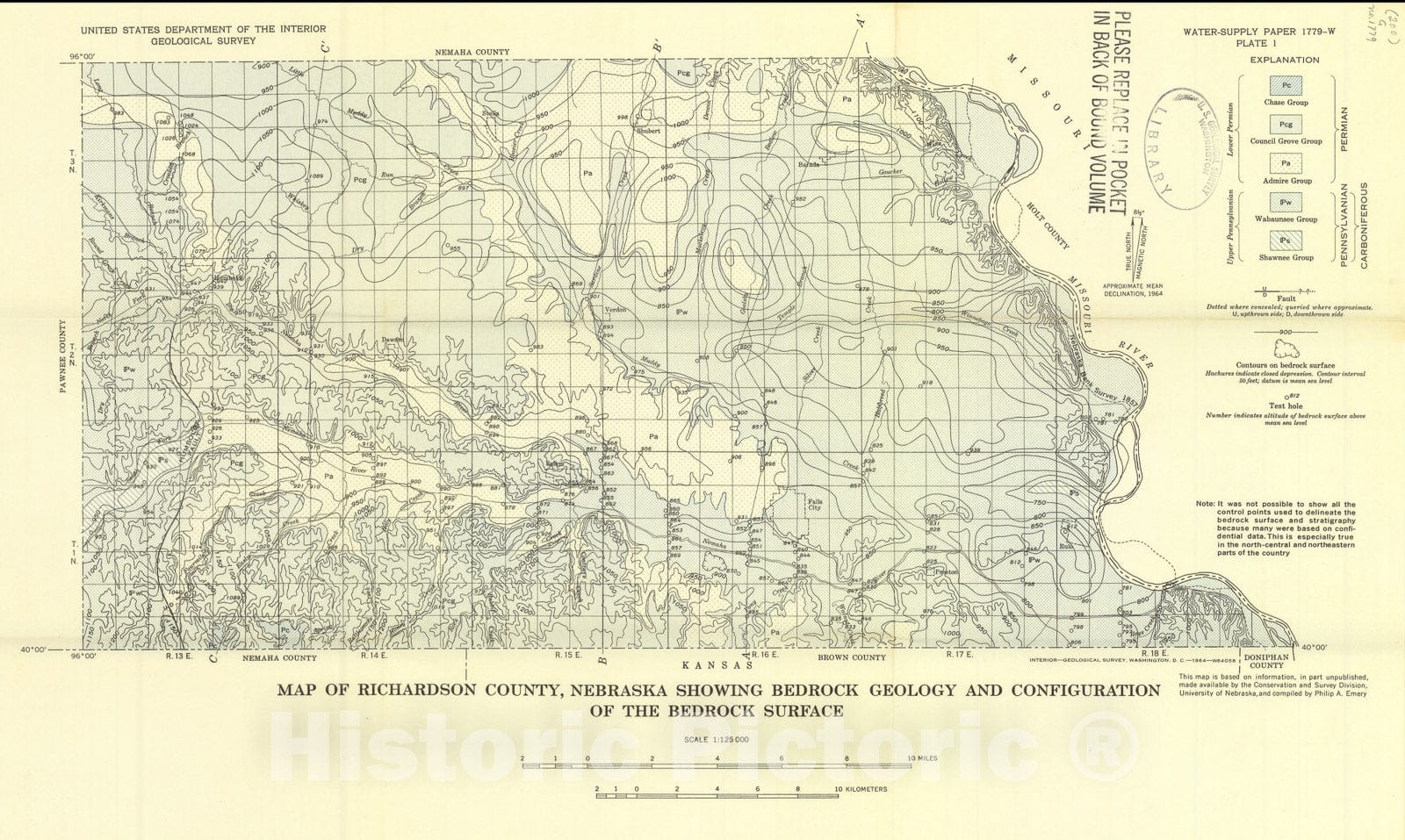 Map : Geology and ground-water resources of Richardson County, Nebraska, 1964 Cartography Wall Art :