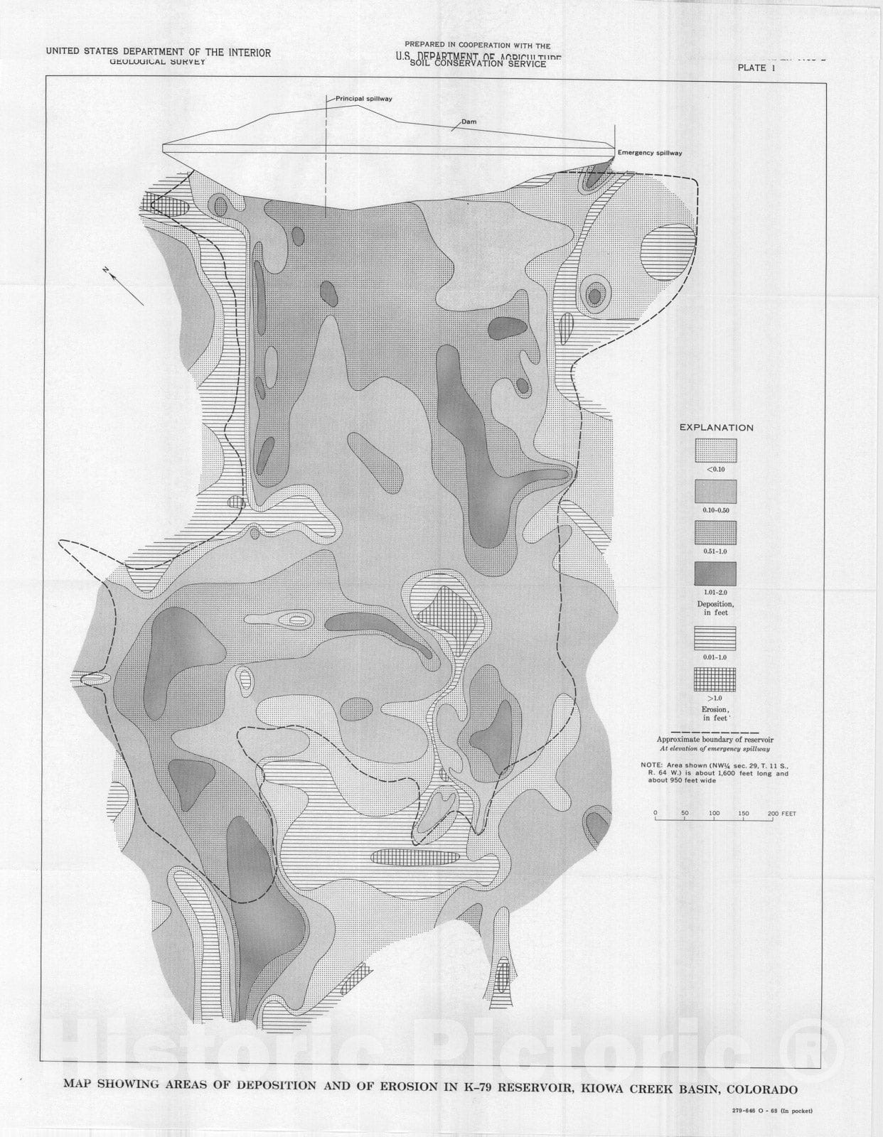 Map : Fluvial sediment in the drainage area of K-79 reservoir, Kiowa Creek basin, Colorado, 1968 Cartography Wall Art :