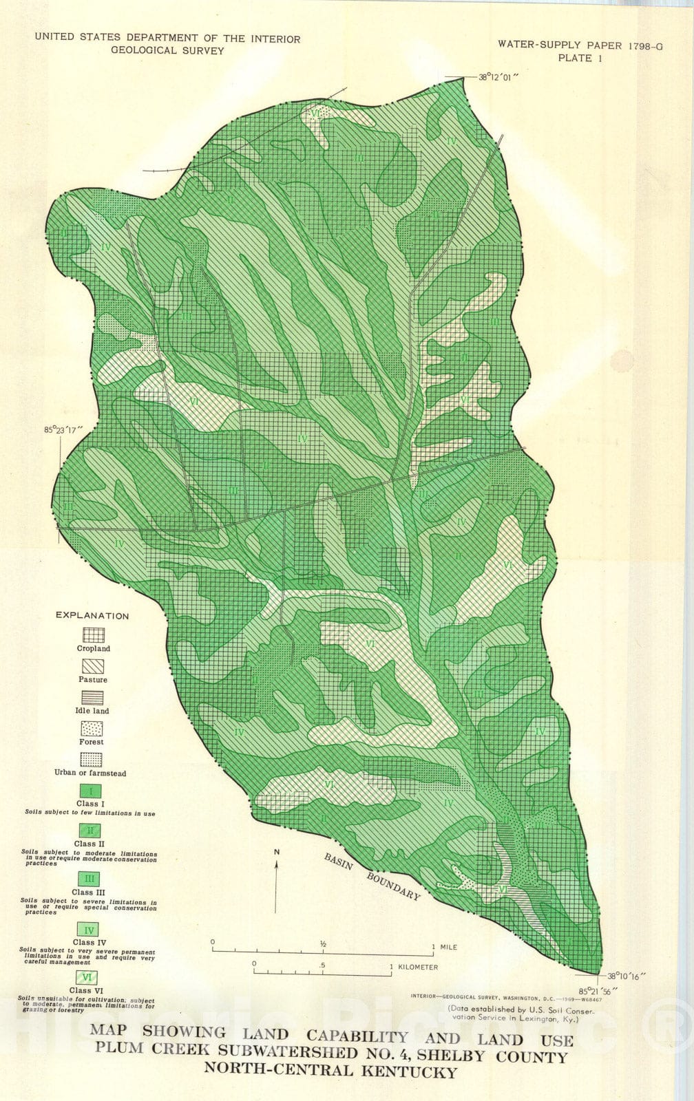 Map : Sedimentation in Plum Creek subwatershed No. 4, Shelby County, north-central Kentucky, 1970 Cartography Wall Art :